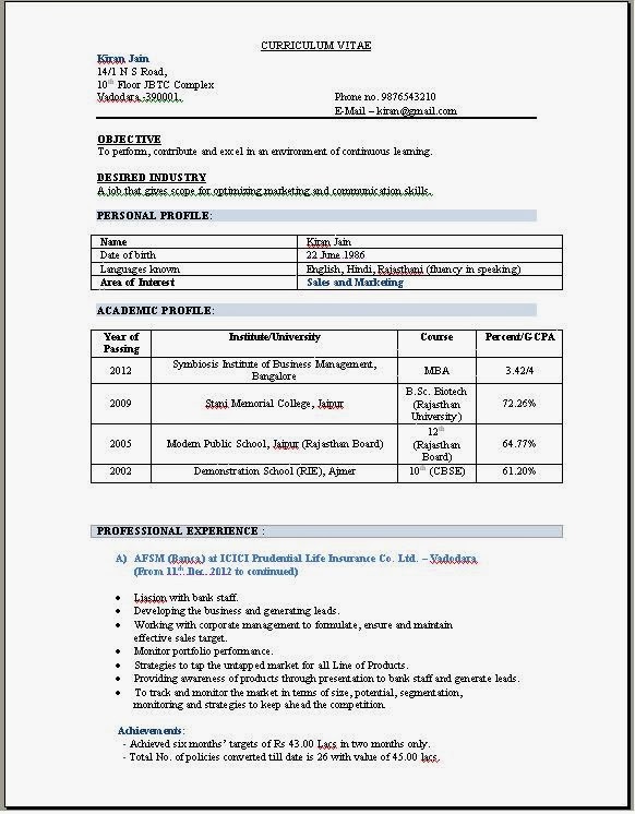 Mba graduate sample resume